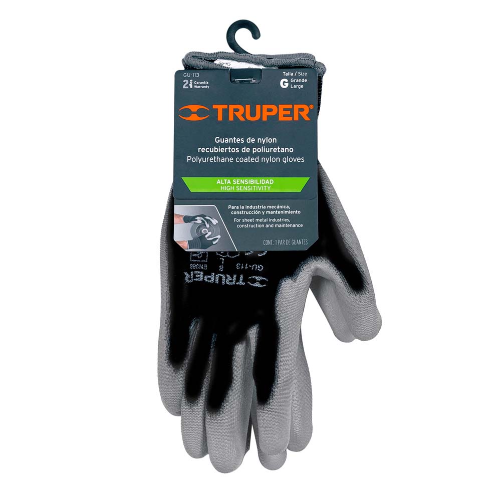 Guantes Truper de Nylon Recubiertos de Poliuretano Talla G