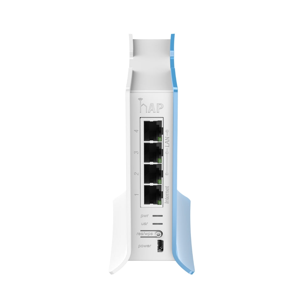 Home Access Point Mikrotik HAP Lite TC Frecuencia 2.4GHz Antenas Integradas 1.5dBi Potencia 22dBm + Ethernet 100Mbps Micro USB Licencia Nivel 4 Fuente Incluida RB941-2ND-TC