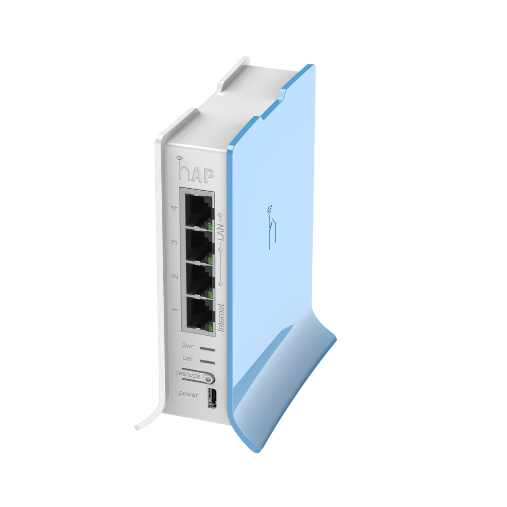 Home Access Point Mikrotik HAP Lite TC Frecuencia 2.4GHz Antenas Integradas 1.5dBi Potencia 22dBm + Ethernet 100Mbps Micro USB Licencia Nivel 4 Fuente Incluida RB941-2ND-TC