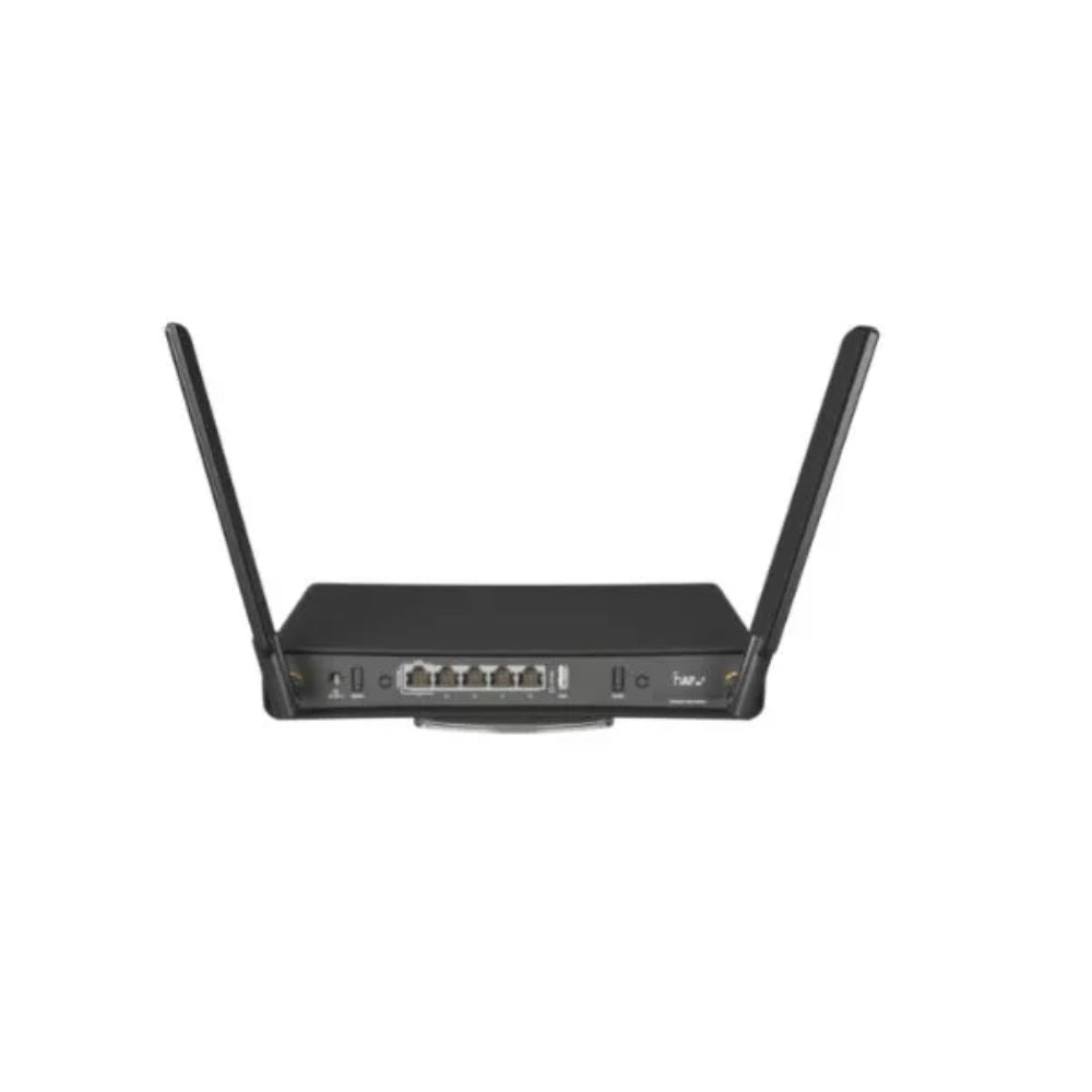 Home Access Point Mikrotik HAP WiFi6 AX1800 Wave2 2xAntenas Externas 3.3 a 5.5dBi + 4 Ethernet Gigabit + 1 Ethernet 2.5Gbps IPSec CPU 4 Core 1.8GHz RAM 1GB Licencia Nivel 6 C53UiG+5HPaxD2HPaxD
