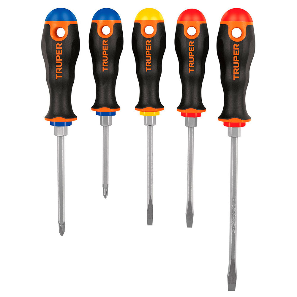 Juego De 5 Desarmadores Truper, Mangos Comfort Grip