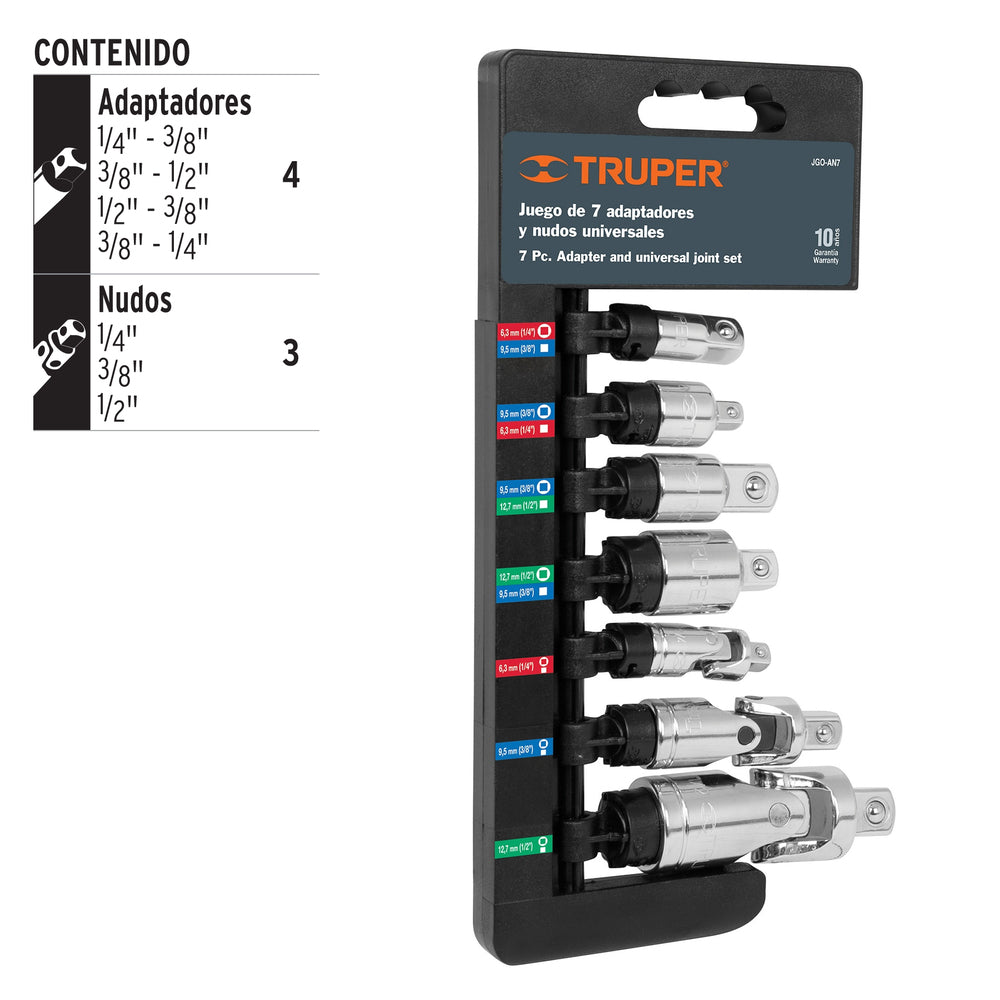 Juego de Adaptadores Truper  de 7 Piezas Nudos Universales