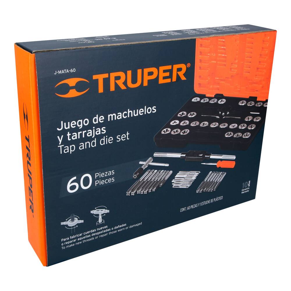 Juego de Machuelos y Tarrajas Truper de 60 piezas