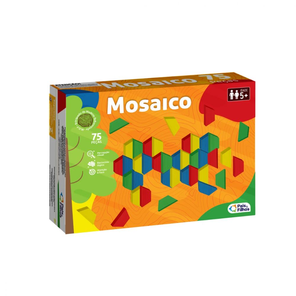 Juego Didactico Mosaico 75 Pzas En Madera Pais E Filhos