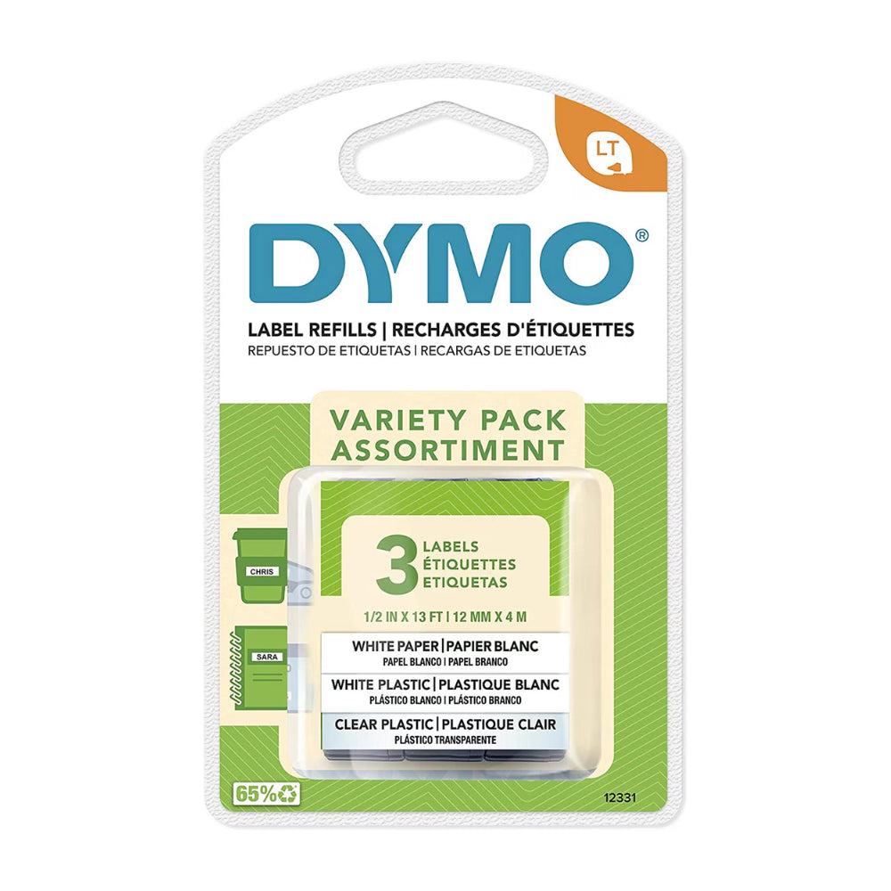 Cinta Dymo Letratag Kit 3 Piezas 12mm x 4m 12331