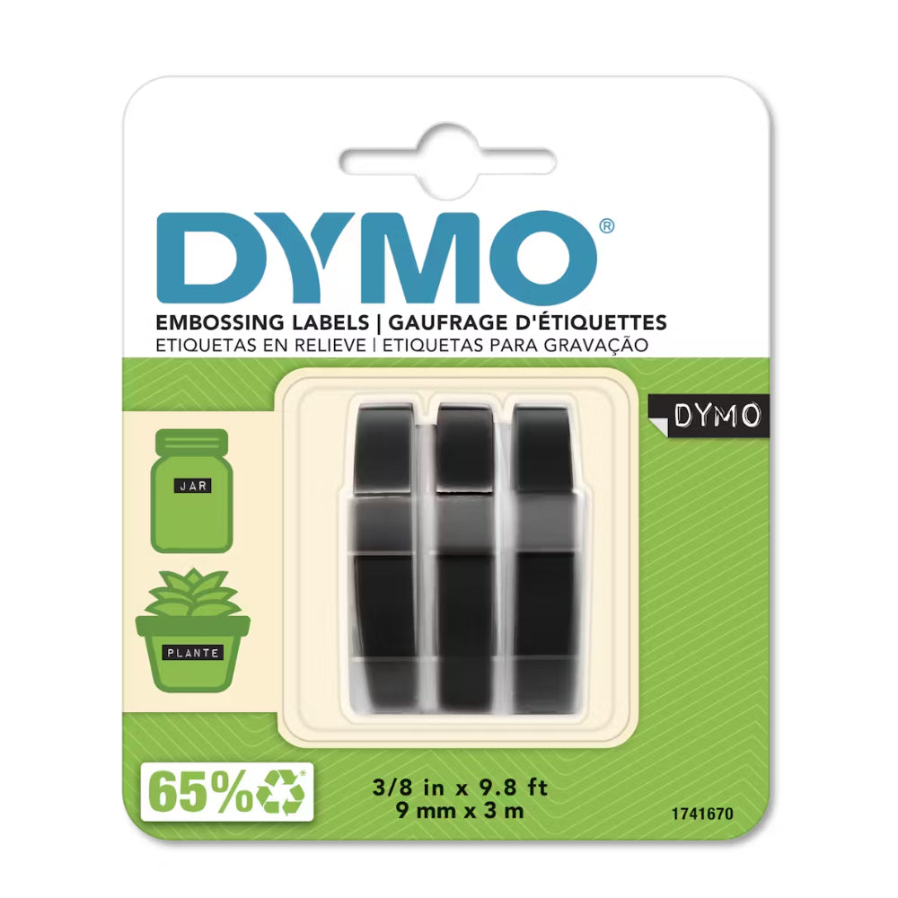 Cinta Dymo Express Kit 3 Piezas Plastico Negro 9mm x 3m 1741670