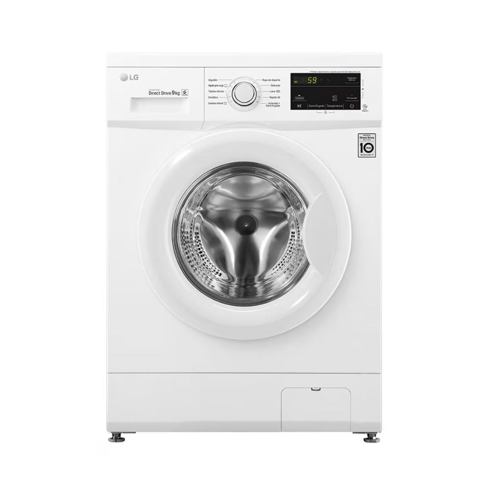 Lavadora LG Carga  Frontal 9 Kg Blanca WM9WE6