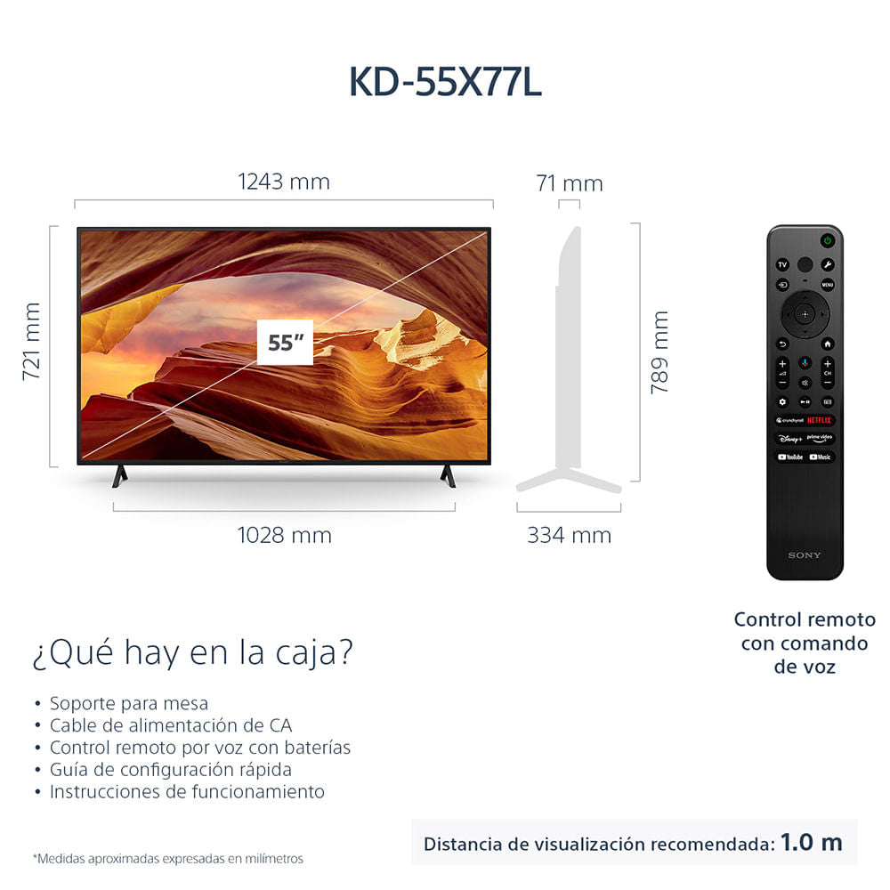 LED 55" Smart TV Sony 4K HDR Google TV KD-55X77L