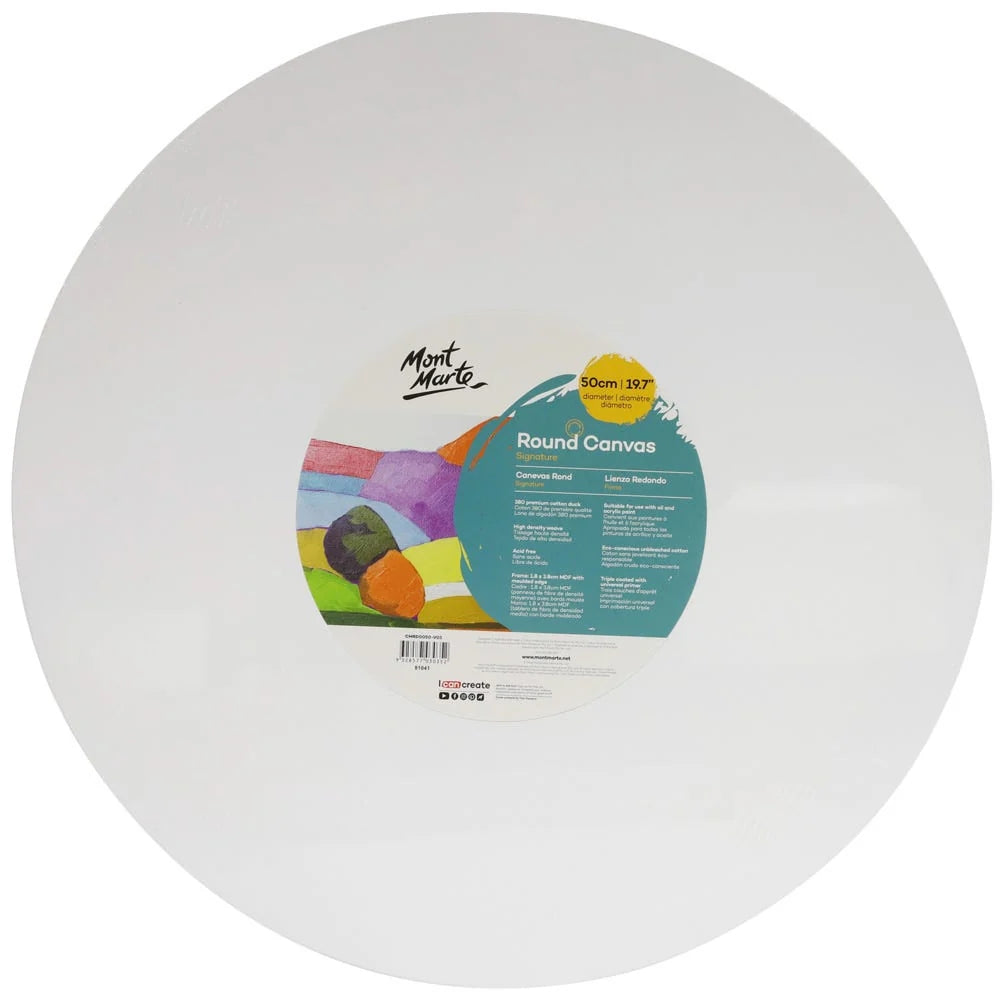 Lienzo Canvas MontMarte Signature Panel Redondo 50cm 19.7" Tela de Algodon 380GSM Marco de Pino CMRD0050
