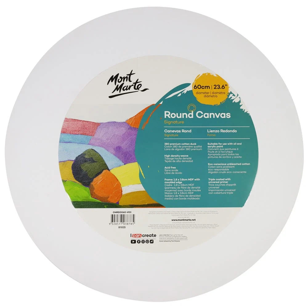 Lienzo Canvas MontMarte Signature Panel Redondo 60cm 23.6" Tela de Algodon 380GSM Marco de Pino CMRD0060