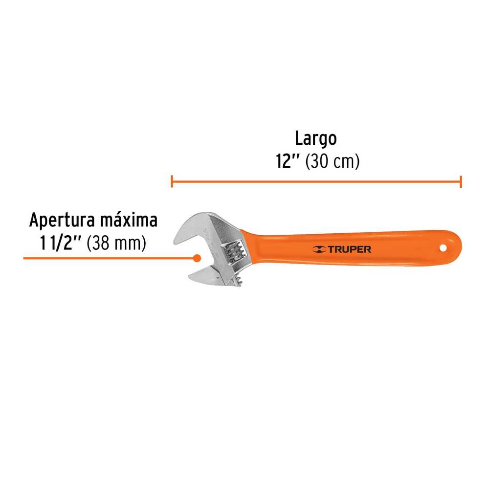 Llave Crescent Truper con Grip de 12