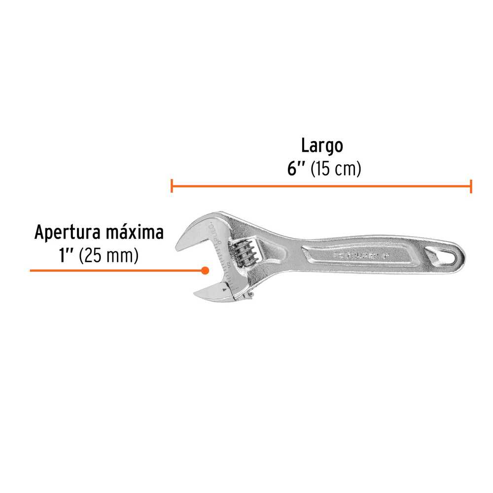 Llave Crescent Truper Expert Cromada de 6