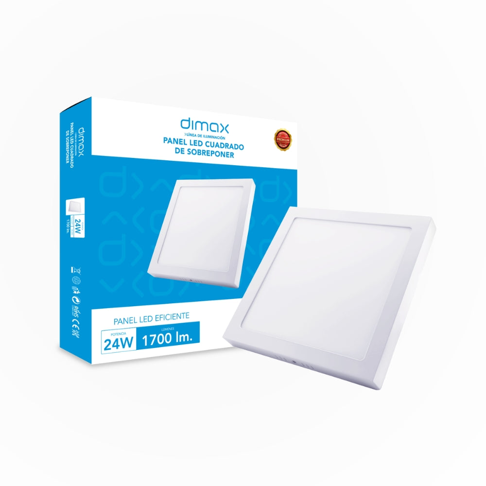 Luz LED Dimax Cuadrada de Sobreponer 24W Luz Blanca 6500K S161