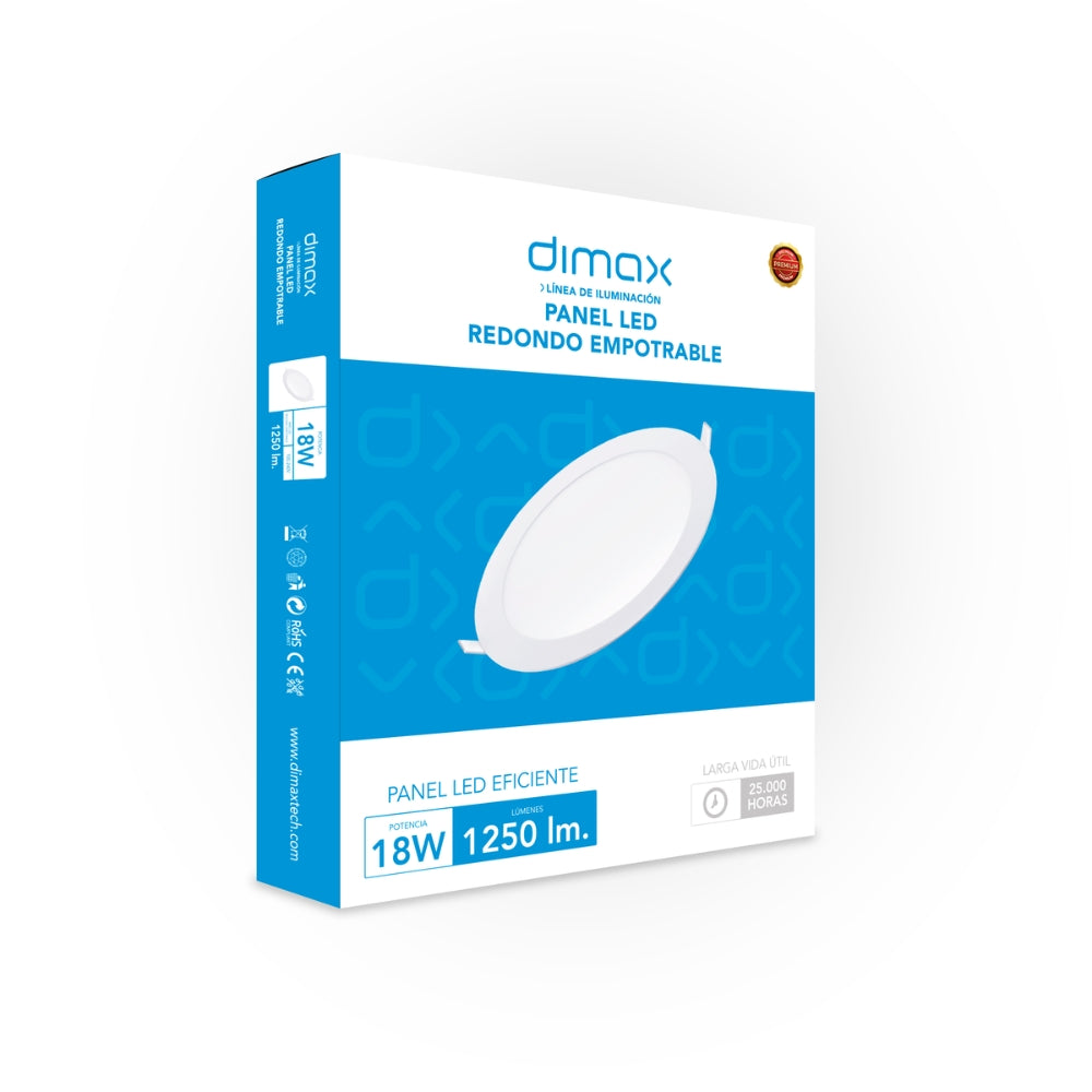 Luz LED Dimax Redonda de Empotrar 18W Luz Blanca 6500K S144