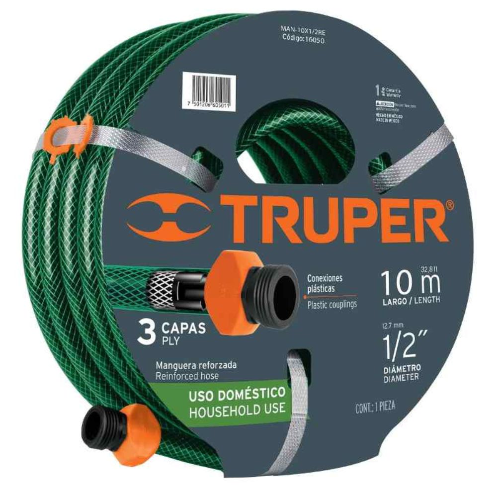 Manguera Truper 1/2' 10 mts Reforzada 3 Capas