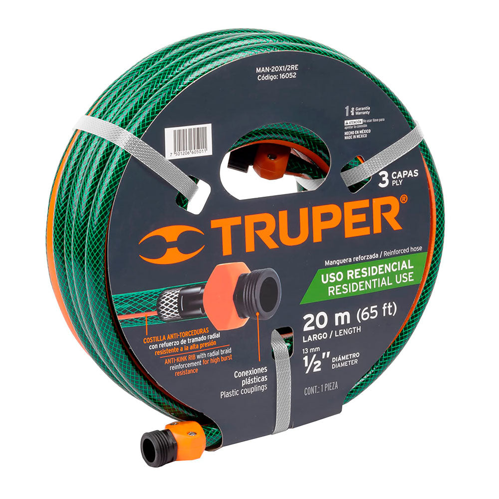 Manguera Truper 1/2' Reforzada 3 Capas de 20M