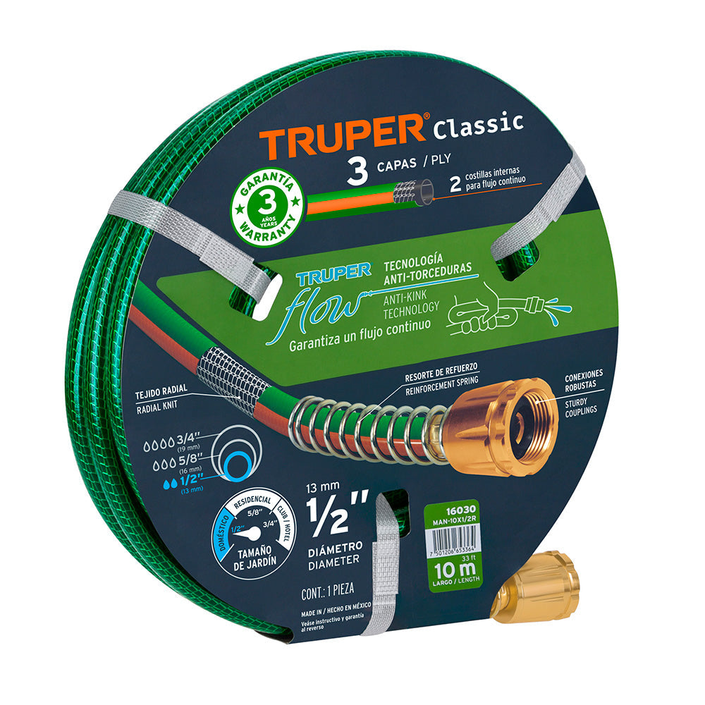 Manguera Truper Medida 1/2 x 10 Metros