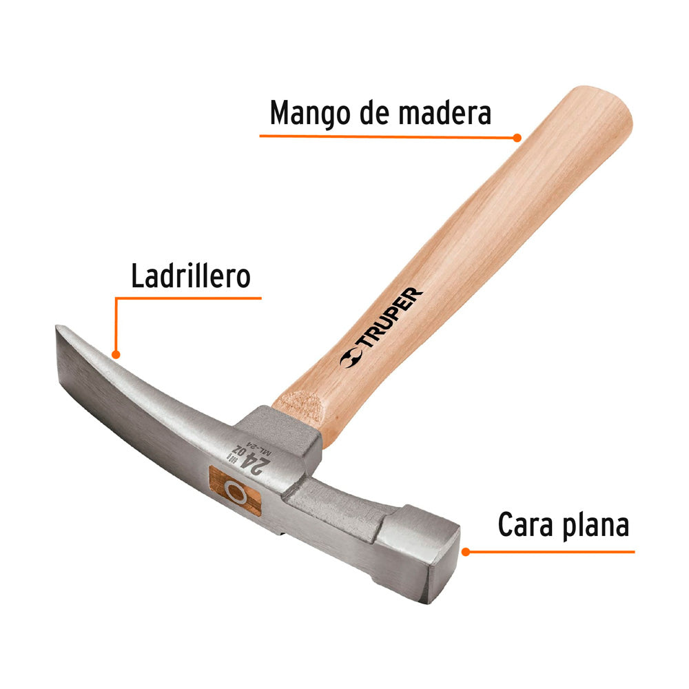 Martillo Truper 24 oz Ladrillero Mango 12"