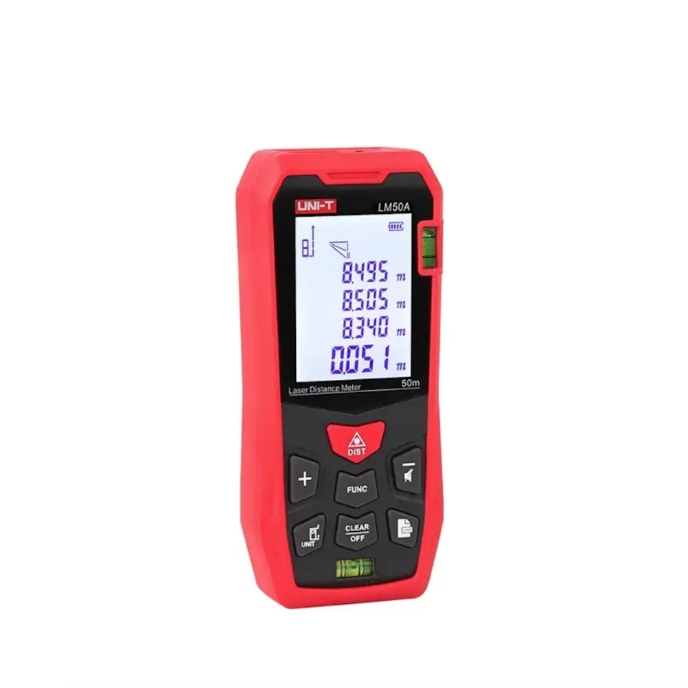 Medidor de Distancia Uni-t Hasta 50 metros Pantalla de 2 Pulgadas Precision hasta 2mm LM50A