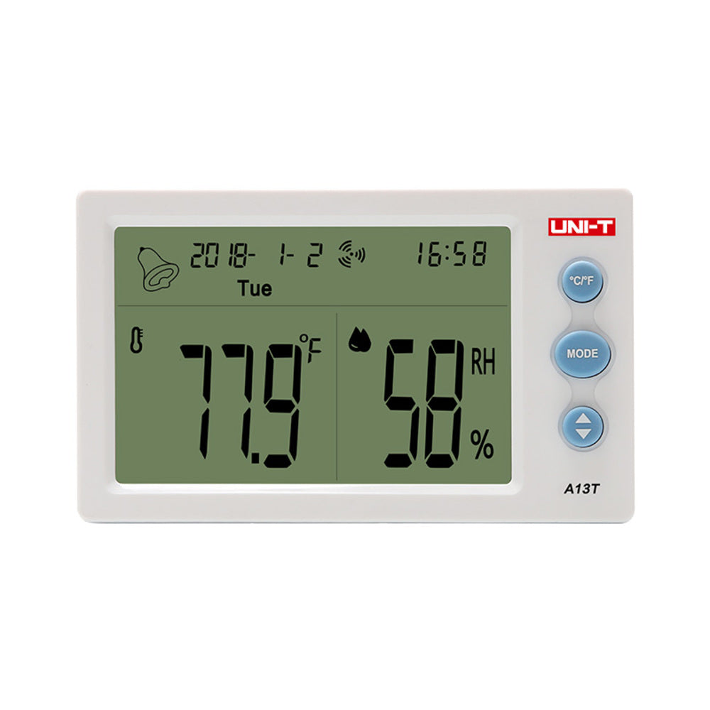 Medidor de Humedad y Temperatura Uni-T Incluye Reloj y Alarma A13T
