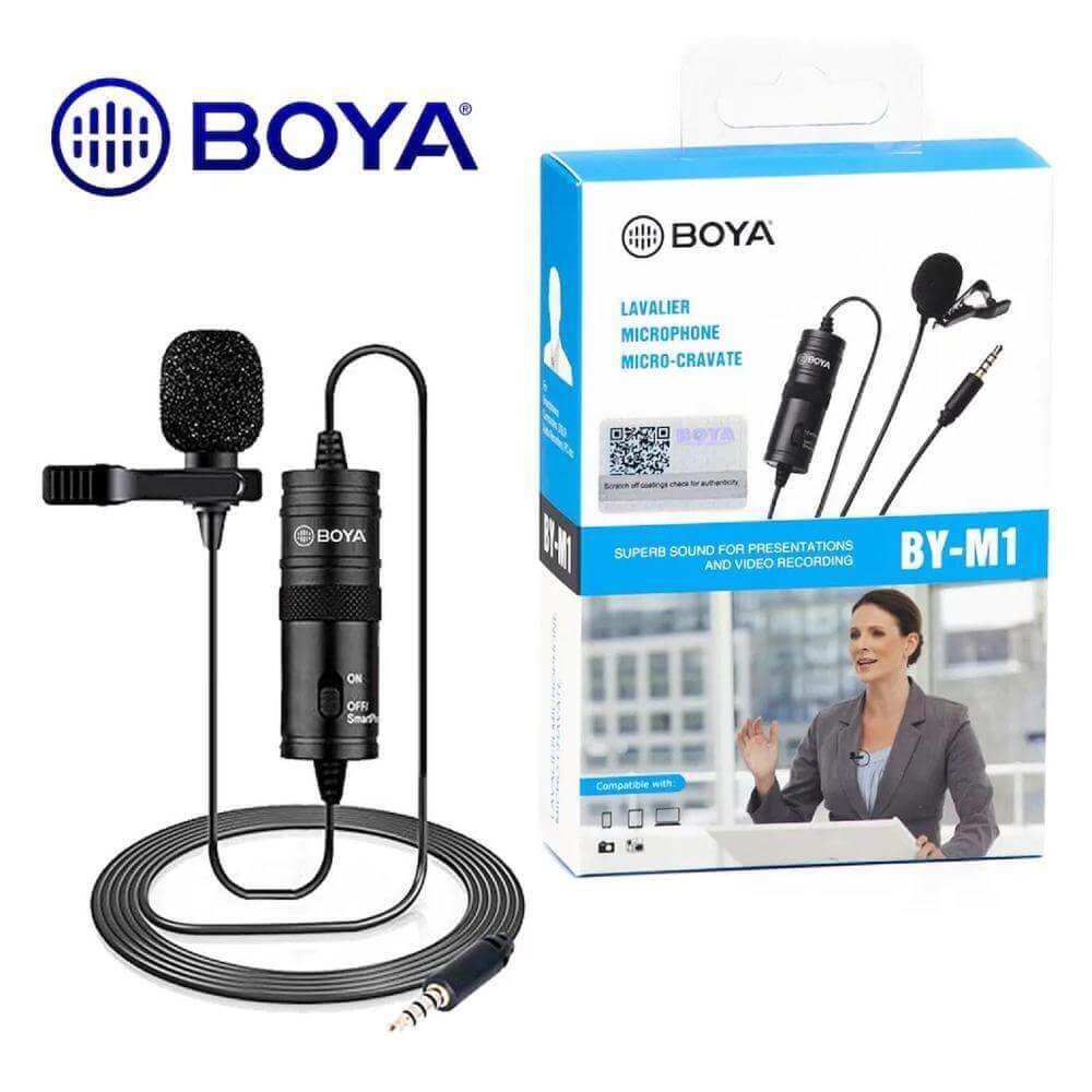 Microfono de Solapa Boya Omnidireccional Cable de 6m Espuma para Viento BY-M1