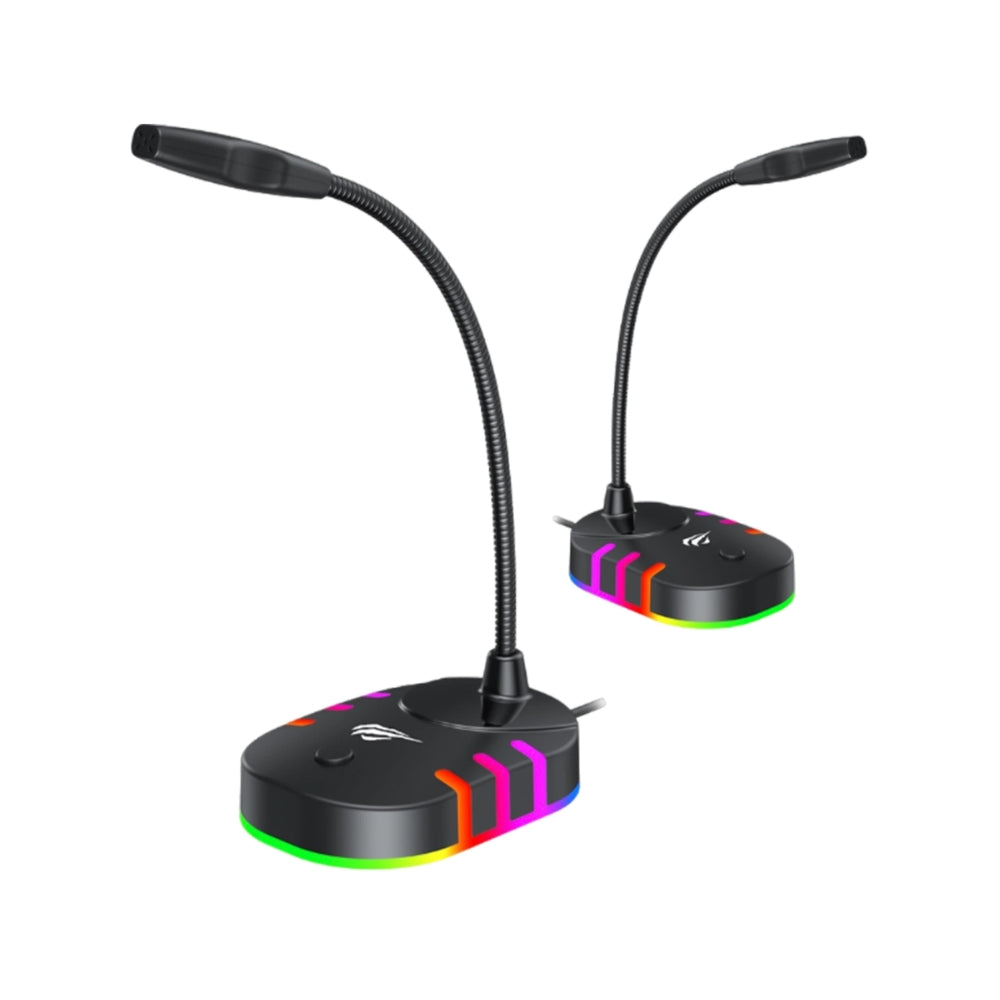 Microfono Havit Gamer de Sobre Mesa RGB Omnidireccional Adecuado para Youtube Facetime Juegos Plug and Play GK58B (USB)