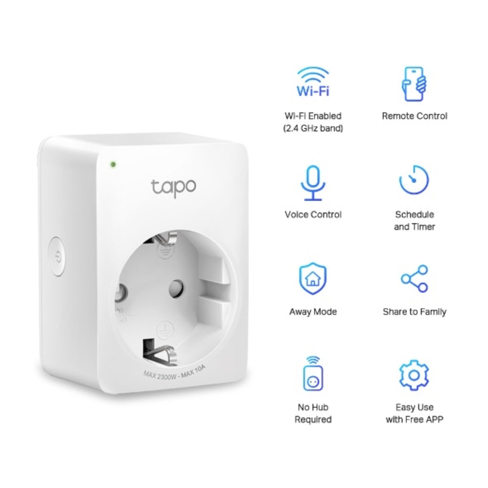 Mini Enchufe Tp-Link Inteligente Bluetooth WiFI Amazon Alexa Google Assitant Tapo P100(1-pack)(EU)
