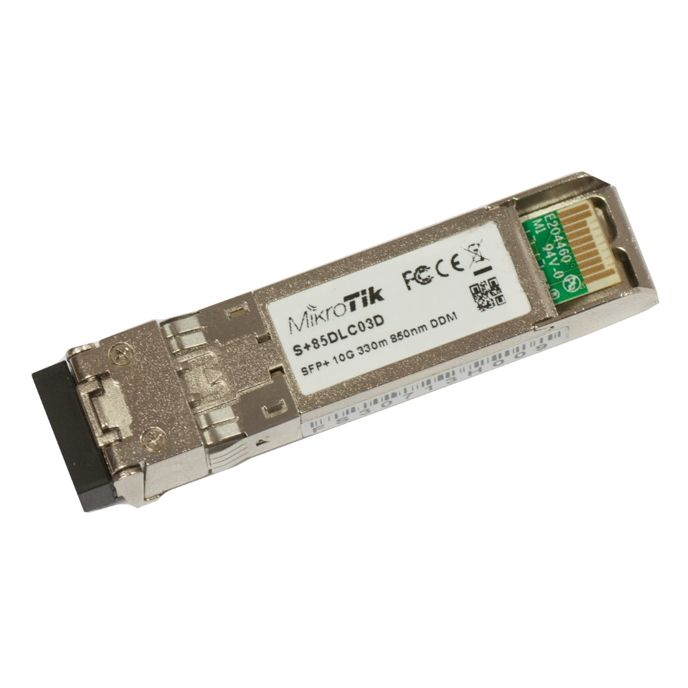Modulo SFP Mikrotik 10Gigabit Multimodo Duplex Conector LC Longitud de Onda 850nm Alcance 300m S+85DLC03D