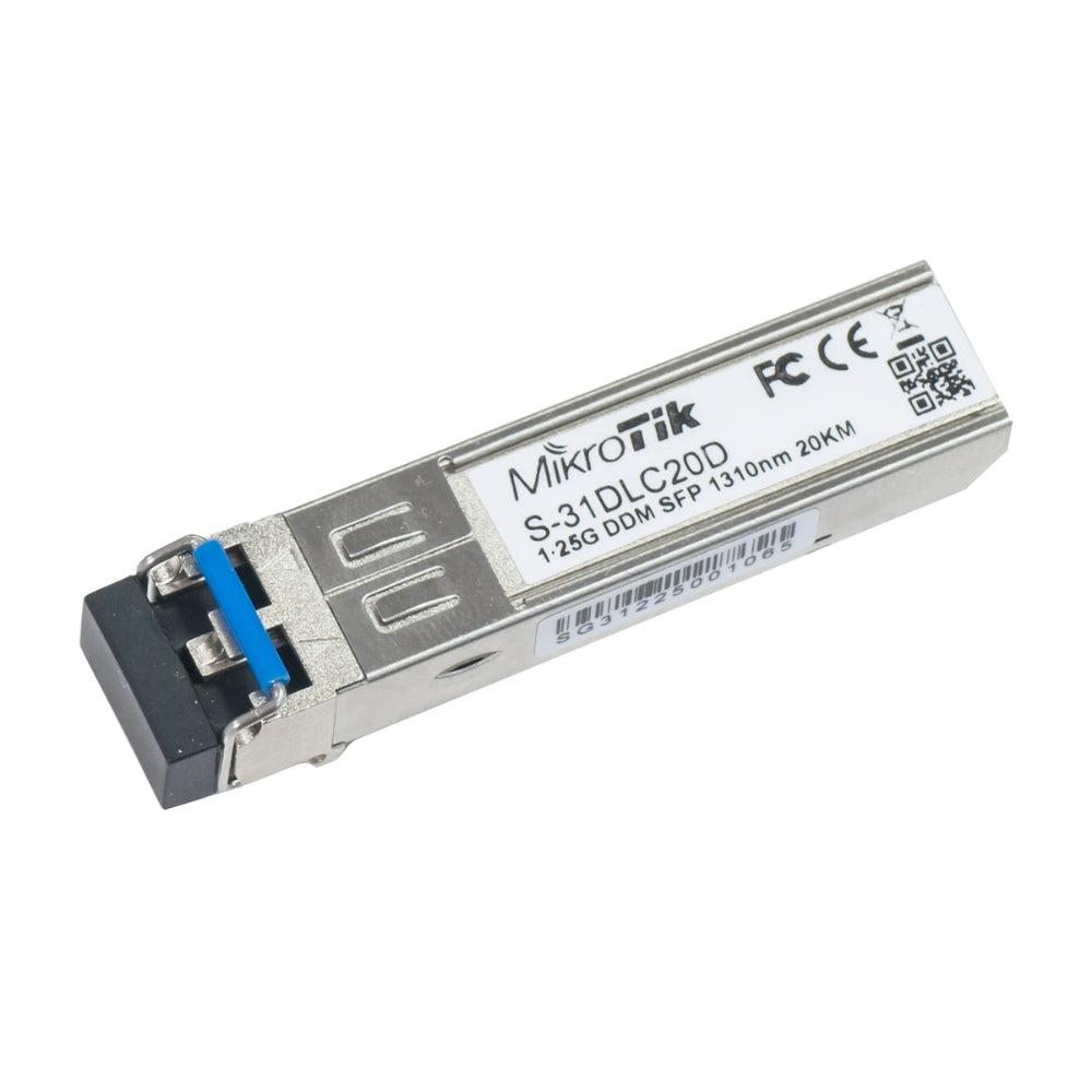Modulo SFP Mikrotik 1.25Gigabit Monomodo Duplex Longitud de Onda 1310nm Alcance 20Km S-31DLC20D