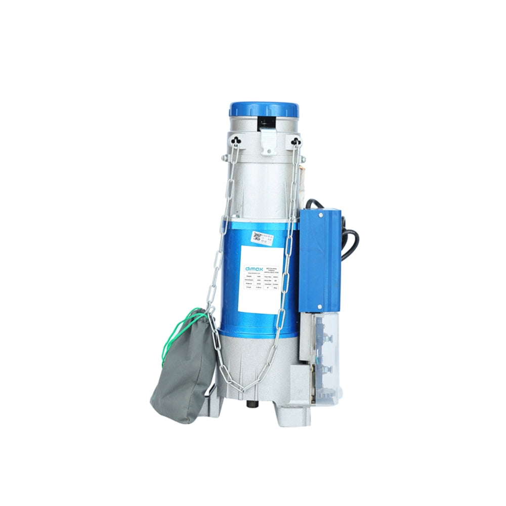 Motor Dimax para Puerta Arrollable 370Watts 4 Reles 4 Finales de Carrera Medida del Soporte 516x314x3.5mm Rodillo 5" Peso maximo 600Kg IPX4 Control Remoto codigo DIP433 H381