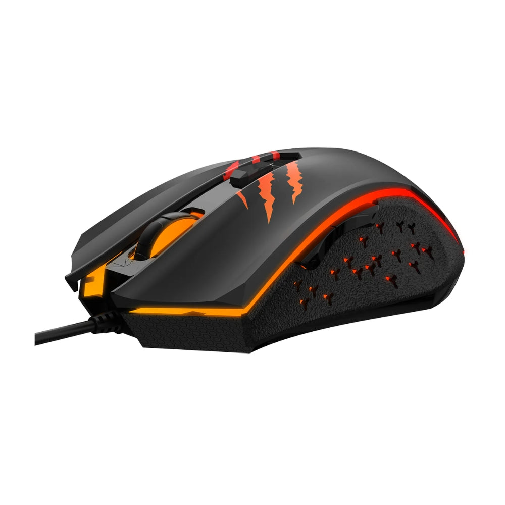Mouse Havit Gamer Cable USB-A Resolucion hasta 2400 DPI de 6 Teclas Diseño Ergenomico color Negro MS1027
