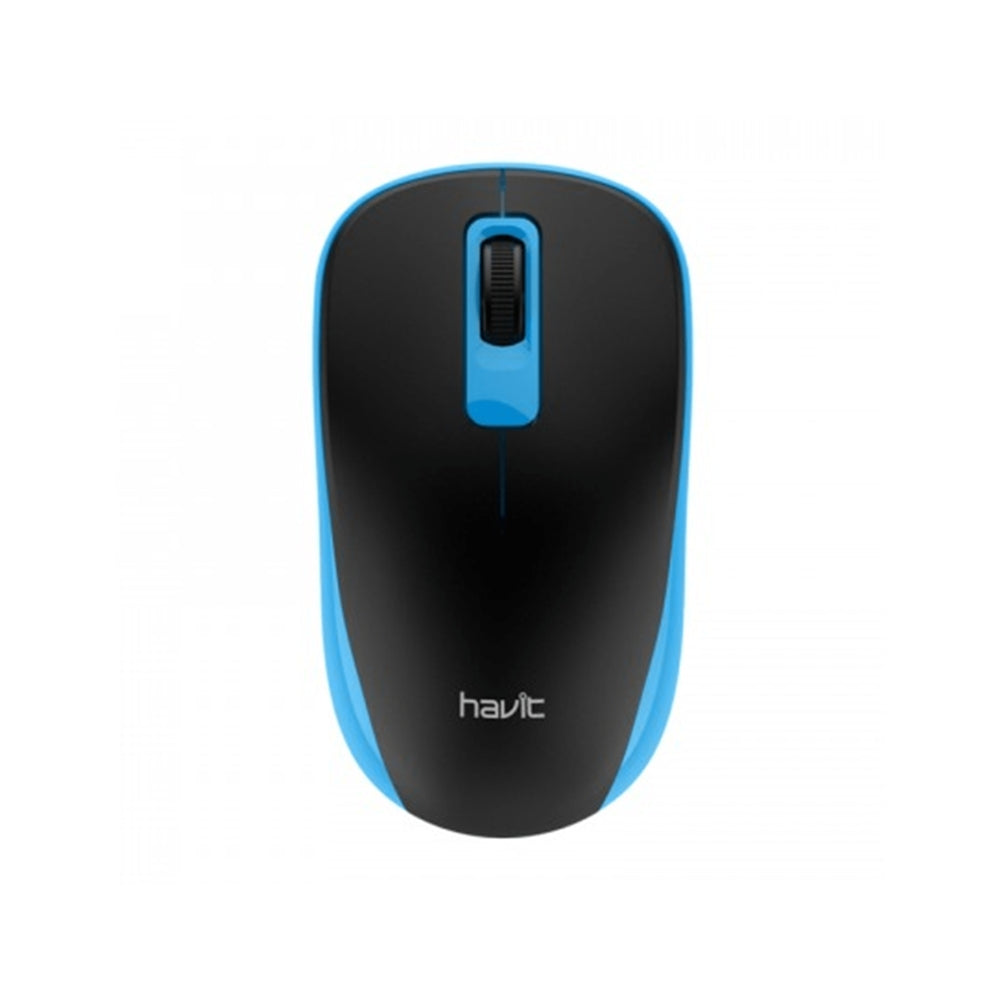Mouse Havit Inalambrico Resolucion hasta 1200 DPI de 3 Botones Alcance 8 Metros color Negro y Azul MS626GT-B-BLUE