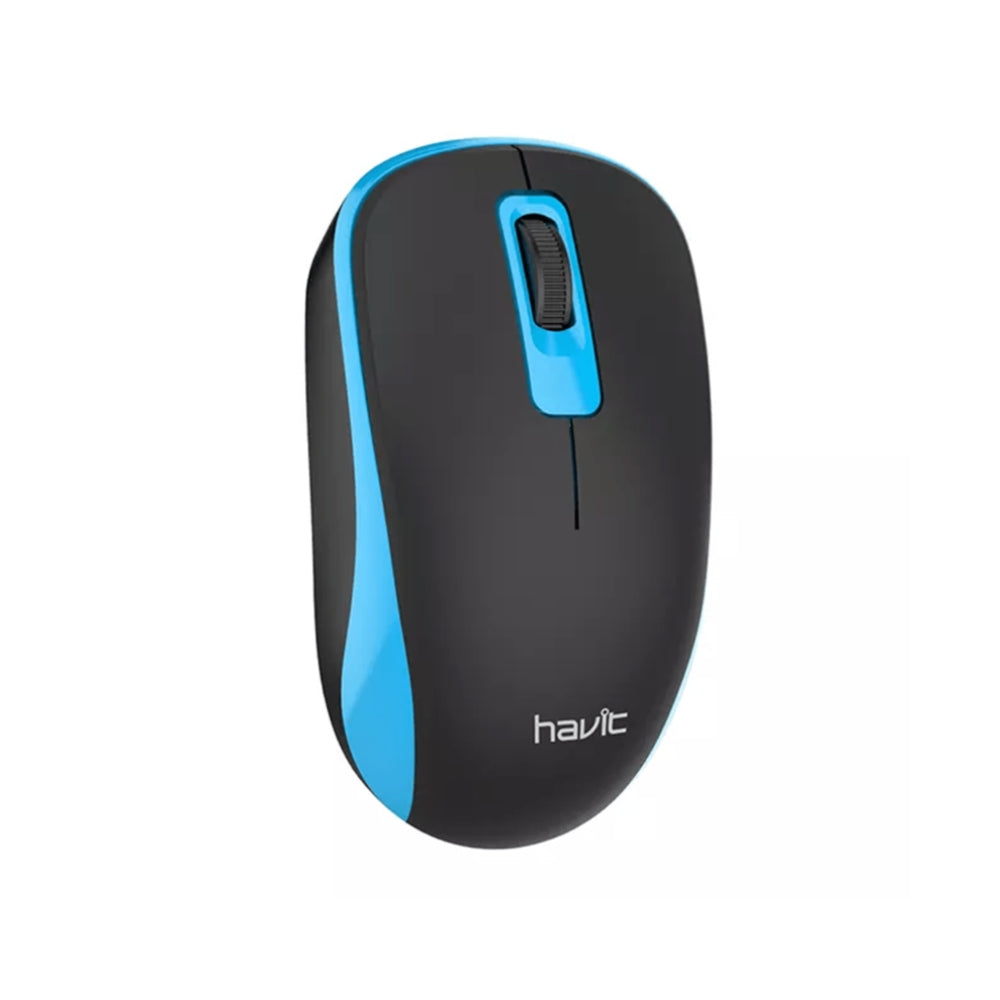 Mouse Havit Inalambrico Resolucion hasta 1200 DPI de 3 Botones Alcance 8 Metros color Negro y Azul MS626GT-B-BLUE