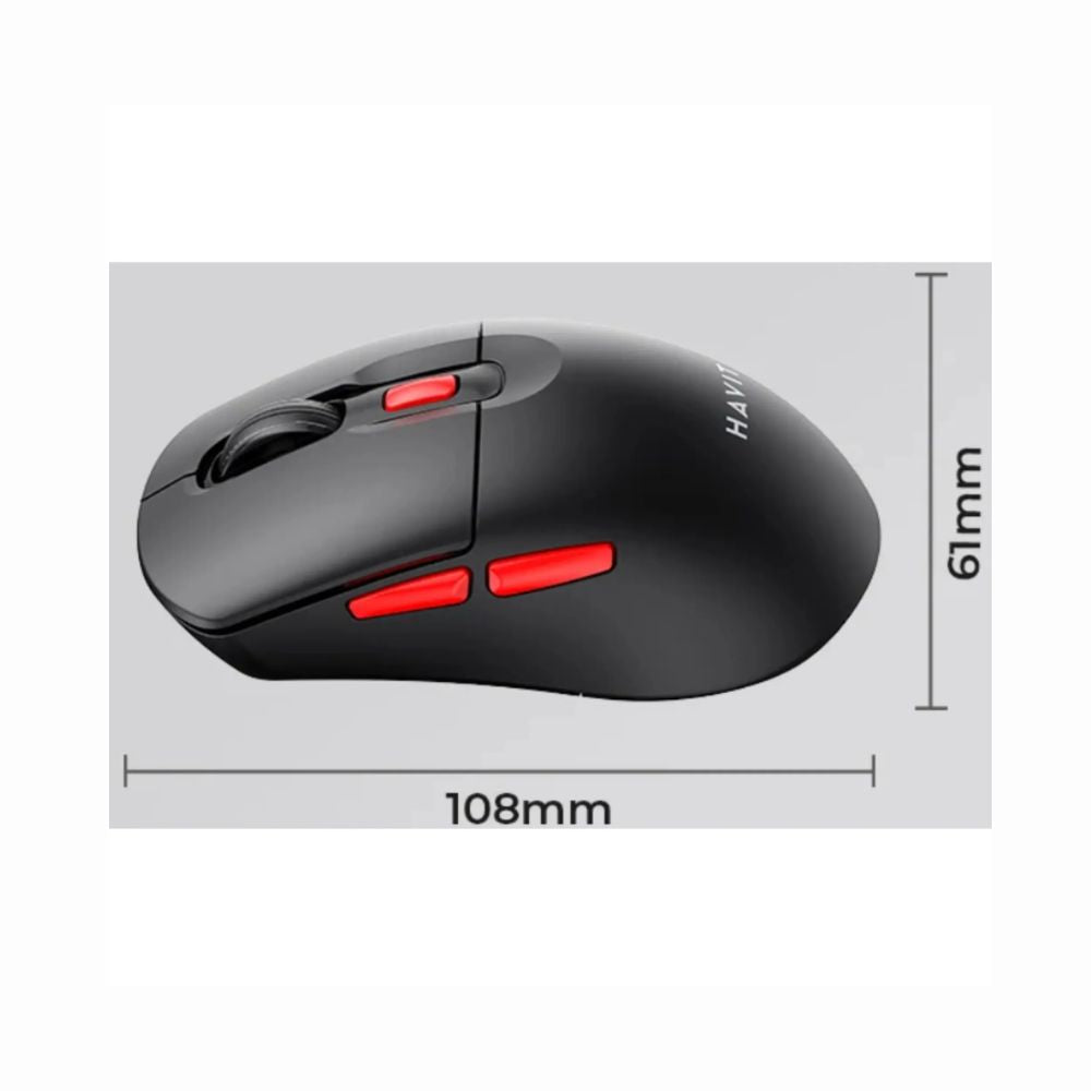 Mouse Inalámbrico Dual Negro/Rojo – 2.4GHz + Bluetooth 5.1 Havit