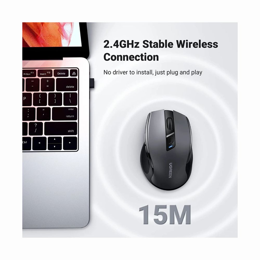 Mouse Inalámbrico Ergonómico 2.4G Negro