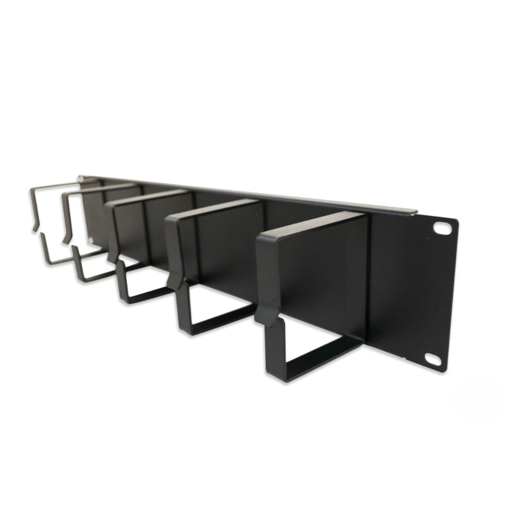 Organizador de Cable GLC 2U Horiontal 19" sin Tapa con 5 Anillas Individuales color Negro GLC-ORGAB-002