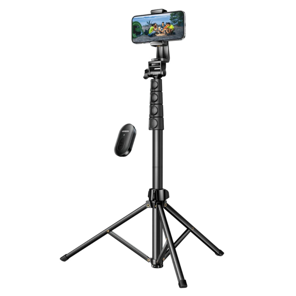 Palo Selfie Ugrenn Tripode con Bluetooth Altura Maxima 177cm Angulo Ajustable y Rotacion de Cabeza 360 grados Rotacion de Cuello 190 grados 15609