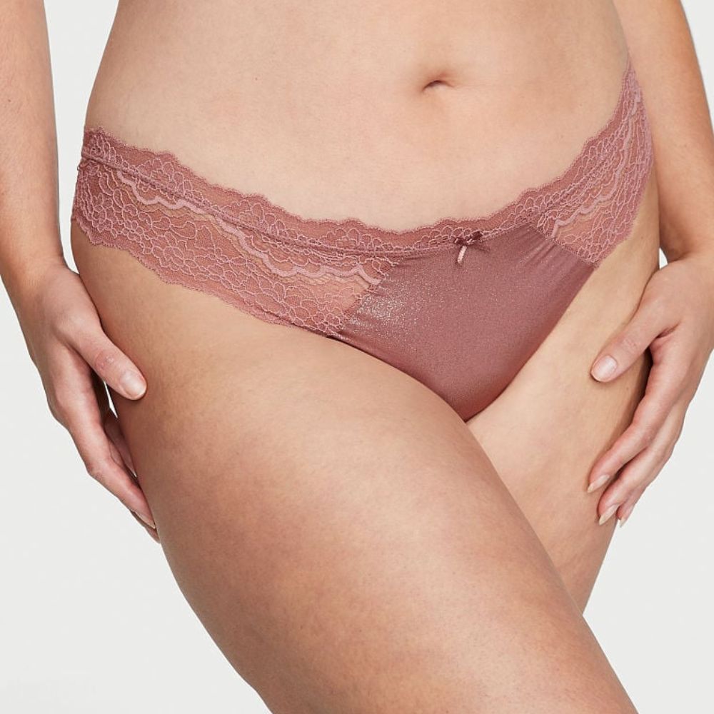 Panti Victorias Secret Colaless de Encaje Rosa Vintage con Brillo 11229138 5H54