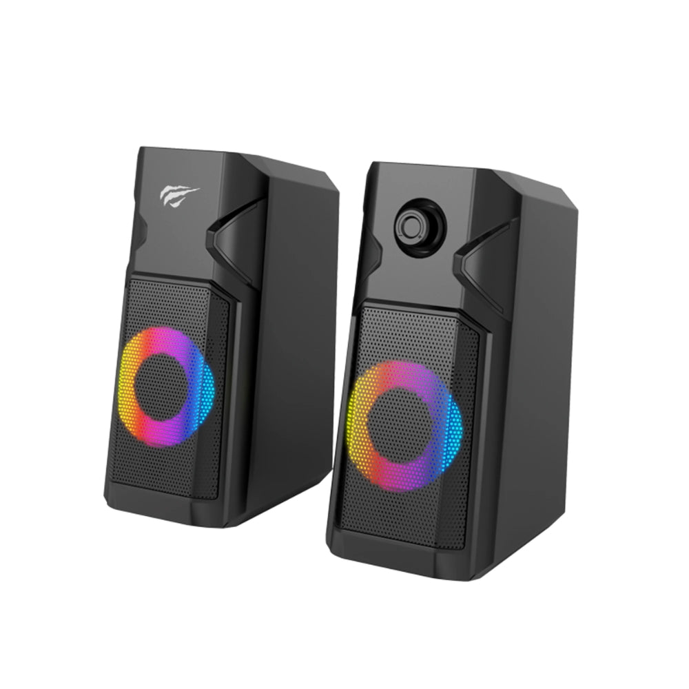 Parlante Havit Gamer RGB Doble Altavoz 5Watts Conexion USB+3.5mm color Negro SK204