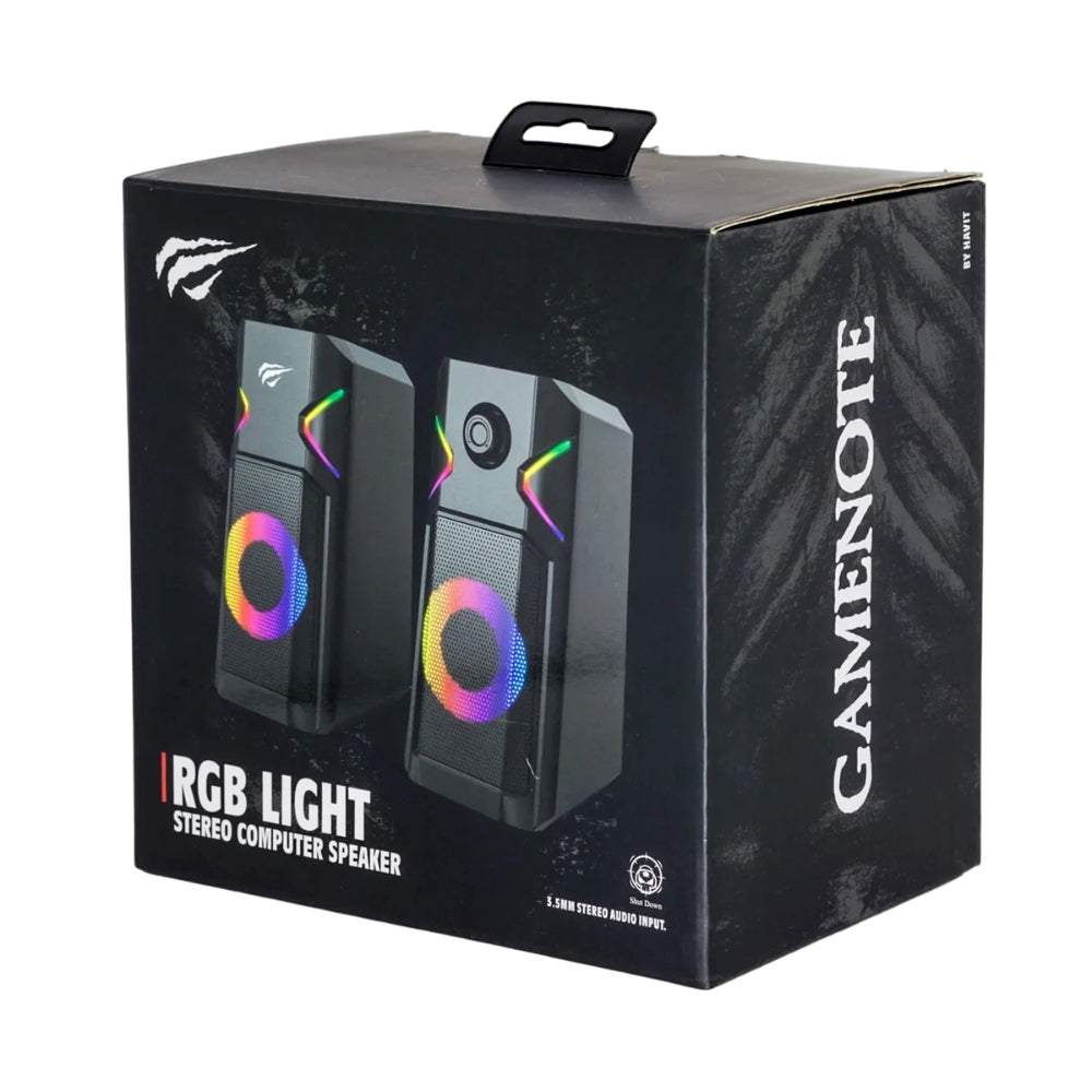 Parlante Havit Gamer RGB USB 2.0 con Doble Altavoz 5 Watts y Luces Ajustables Conexion USB y 3.5mm SK201