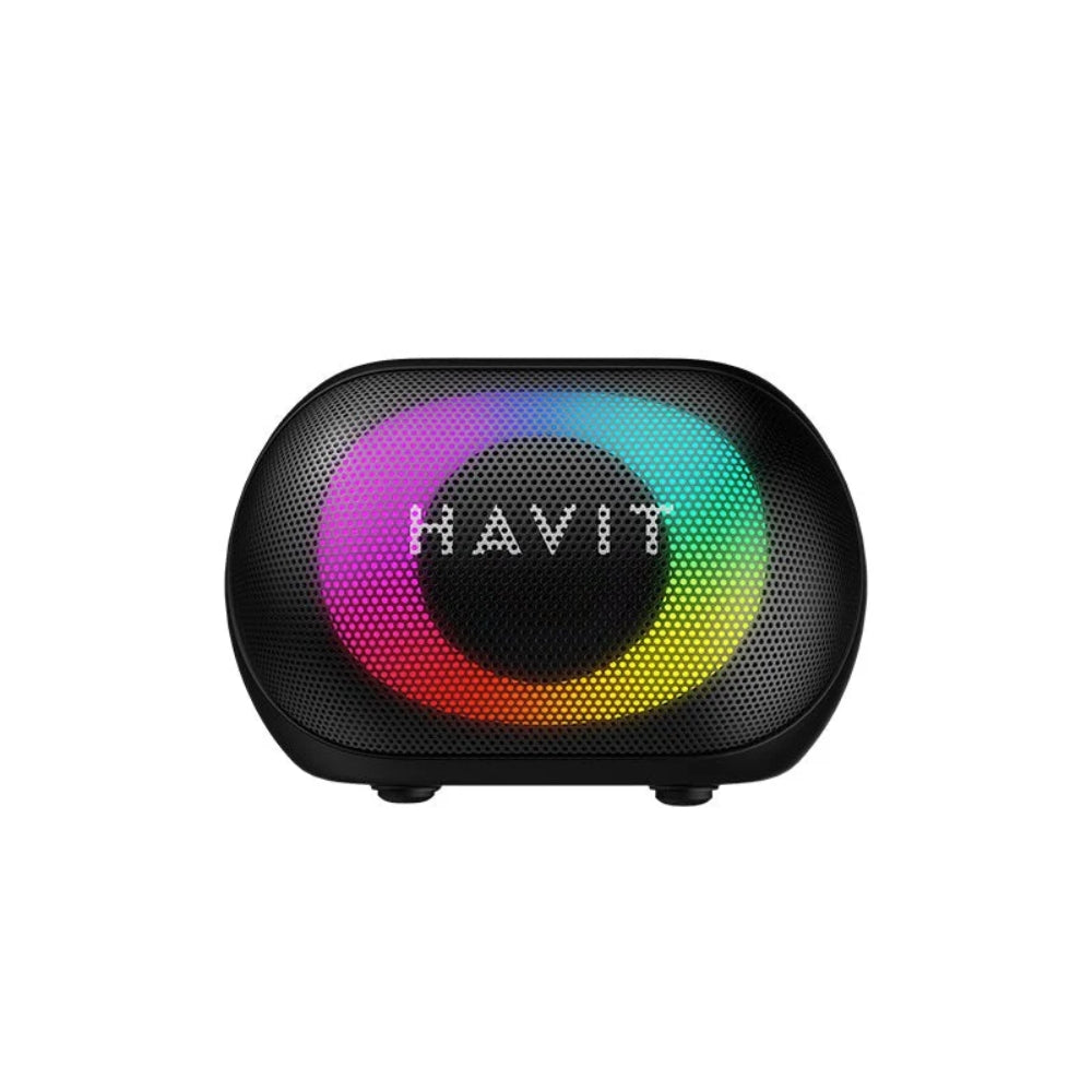Parlante Havit Impermeable RGB Bateria hasta 11 Horas Sonido Estereo Bluetooth 5.3 Funcion USB Micro SD Aux FM SK885BT-BLACK