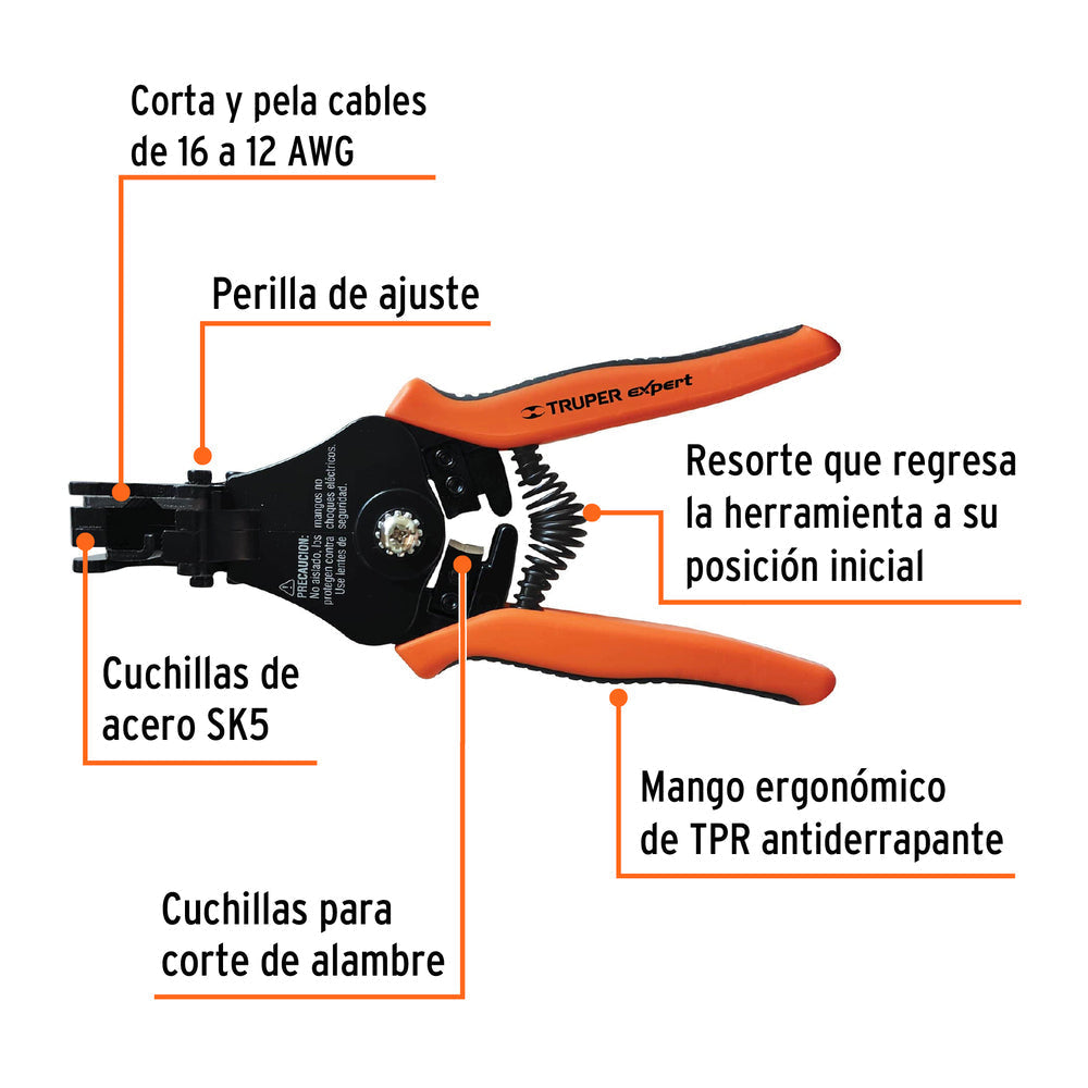 Pinza 6 pela cables automatica de precision Truper Expert