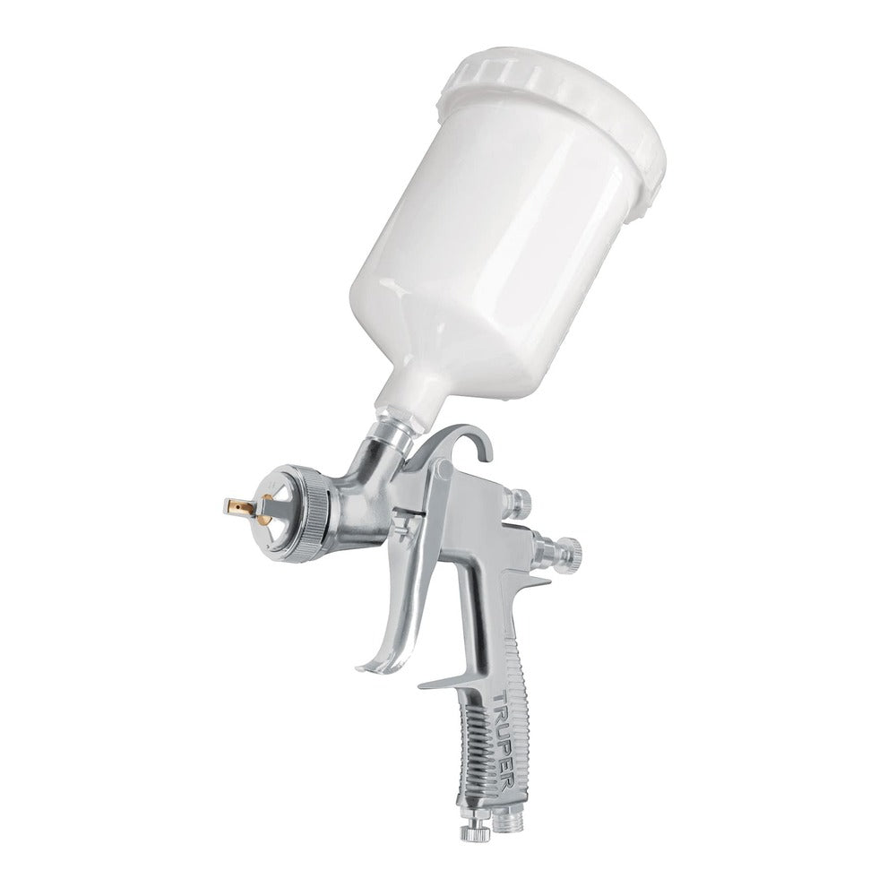 Pistola de Aluminio Truper de 17 mm con Vaso Plastico gravedad LVLP