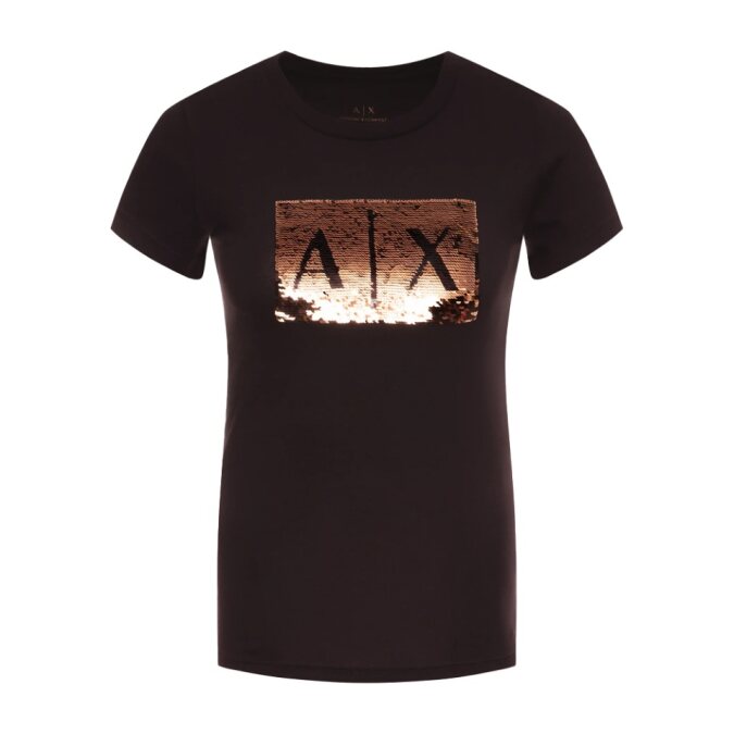 Polera Armani Exchange en Color Negro y Oro