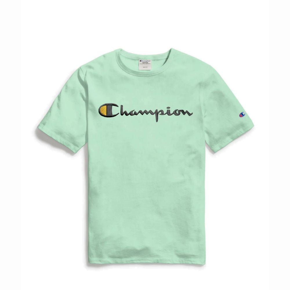 Polera Bordada Champion Heritage Script Menta