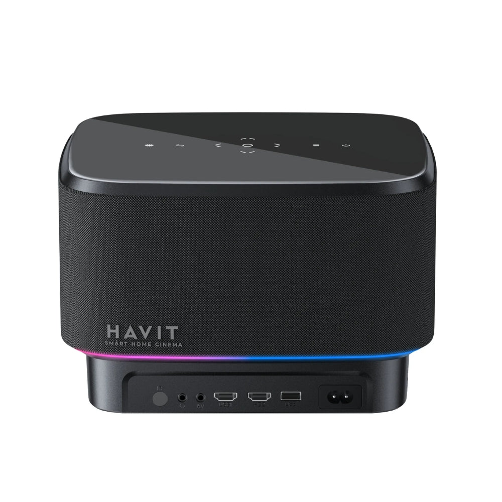 Proyector Havit Android TV FullHD 1080P Pantalla 40" hasta 120" 14000 Lumens 550 ANSI Lumens Altavoz Estereo HiFi PJ300 PRO-US-BK