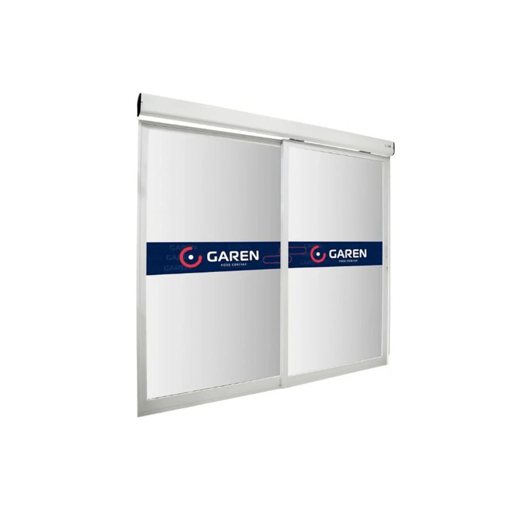 Puerta Garen Automatica Slider BLBC para Vidrio de 4.4M con 2 Radares y 2 Perfiles para Vidrio color Blanco F05127-G