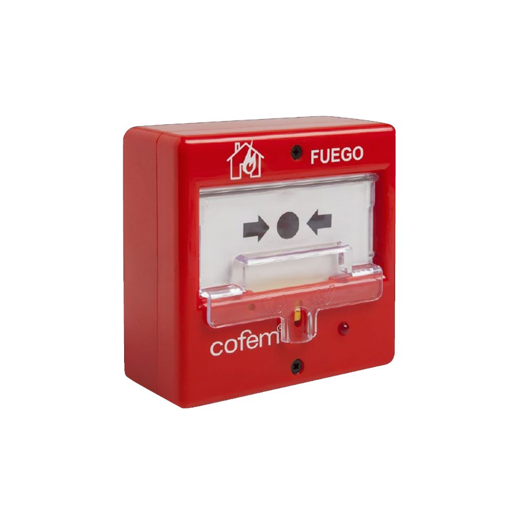 Pulsador para Alarma Cofem Convencional Rearmable con Luz LED PUC-AR