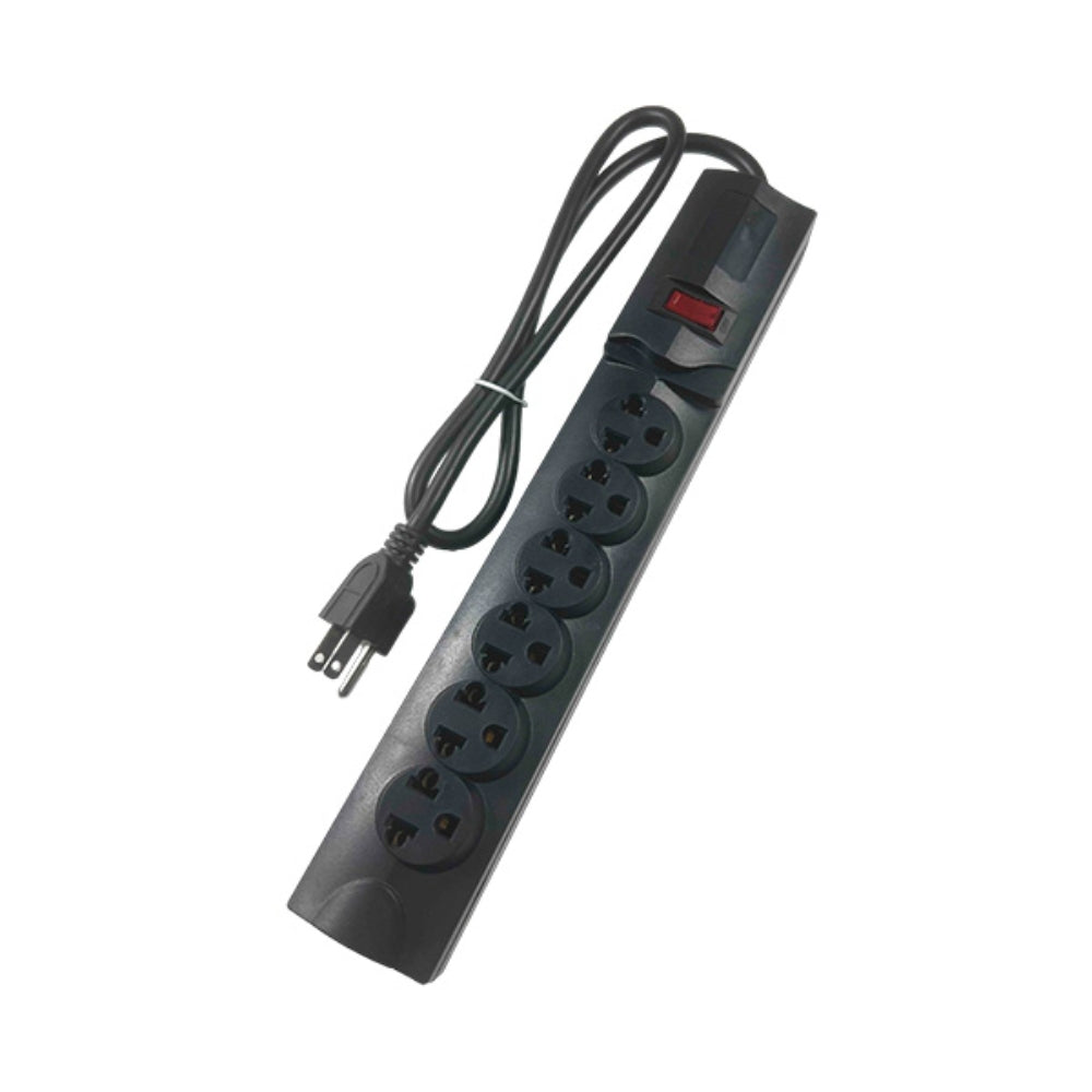 Regleta Dimax con 6 tomas tipo B con punto a Tierra Interruptor LED Largo del Cable 0.9M Proteccion Sobretension 90Jul color Negro R310