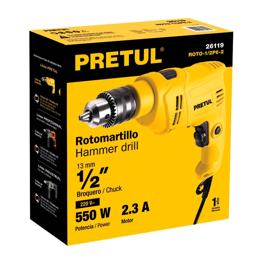 Rotomartillo Pretul 1/2" 550 W